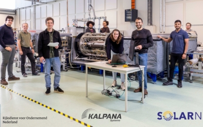 Kalpana Systems' team and (from left to right) logos for RVO, Kalpana Systems, and SolarNL