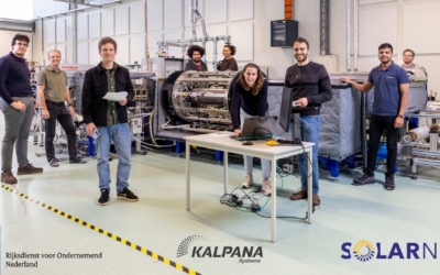 Kalpana Systems' team and (from left to right) logos for RVO, Kalpana Systems, and SolarNL